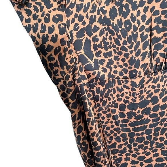 NWT Hugo Boss Dress Long Sleeve Midi Length Black & Brown Animal Print Size 8 - Picture 13 of 15